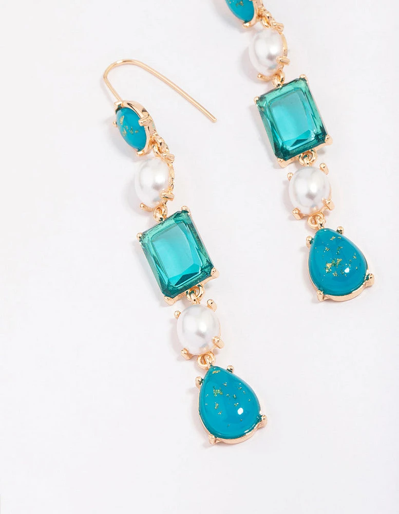 Gold Fleck Stone Drop Earrings