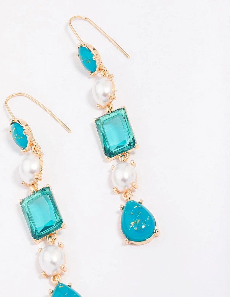 Gold Fleck Stone Drop Earrings