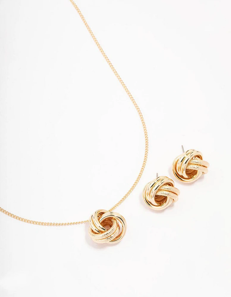 Gold Round Knotted Jewellery Set