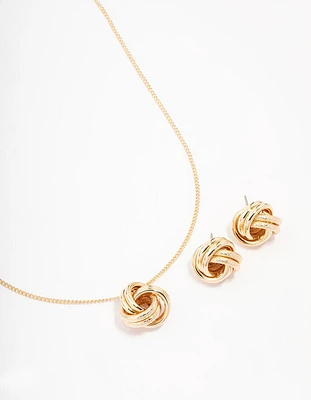 Gold Round Knotted Jewellery Set