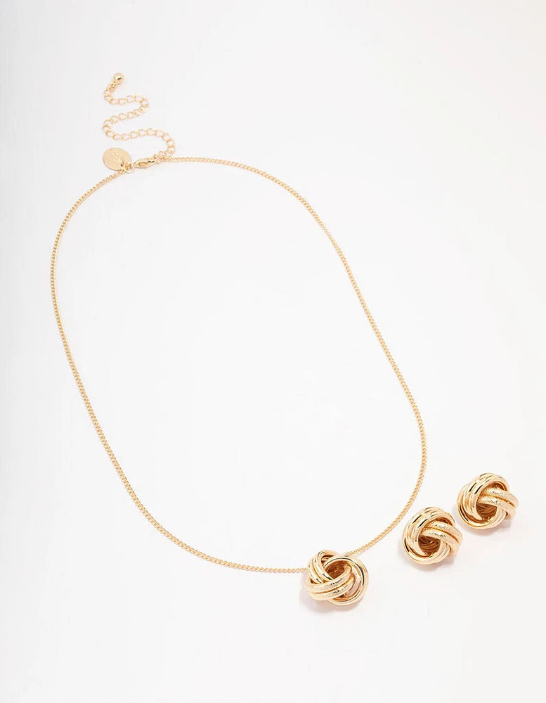 Gold Round Knotted Jewellery Set