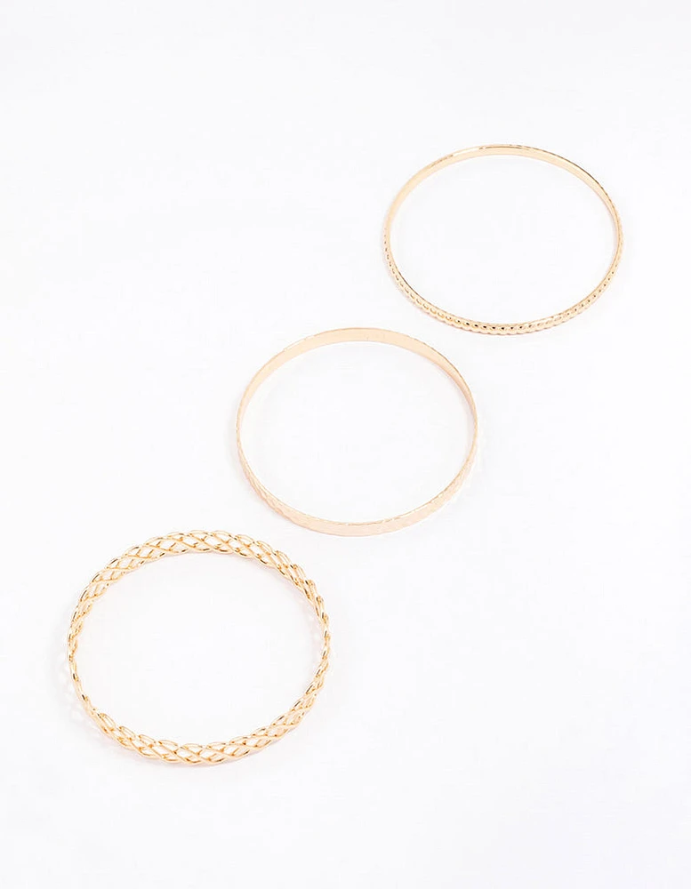 Gold Woven Bangle 3-Pack