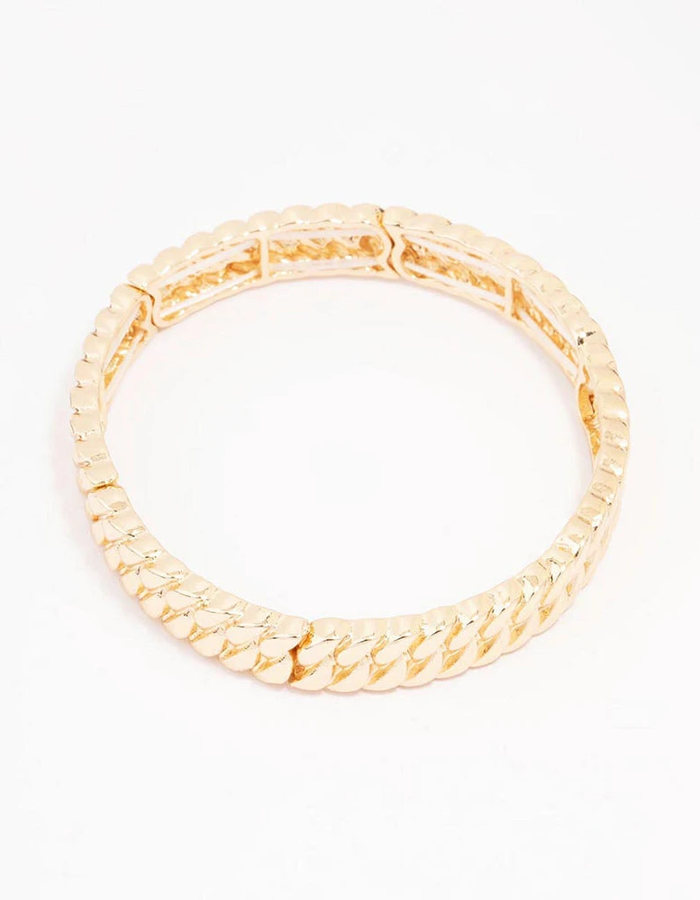 Gold Twisted Link Stretch Bracelet