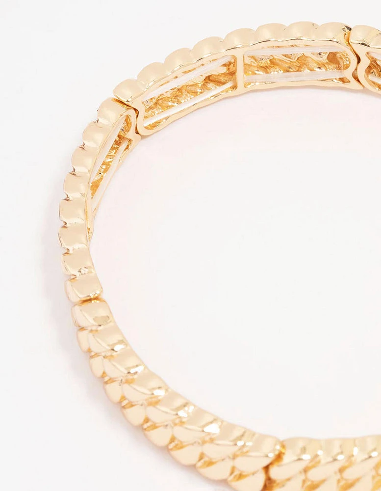 Gold Twisted Link Stretch Bracelet