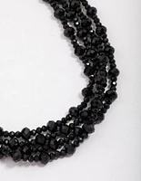 Black Short Beaded Layered Necklace