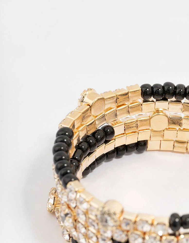 Black & Gold Wrapped Diamante Bracelet