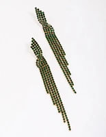 Gold & Emerald Diamante Twisted Drop Earrings