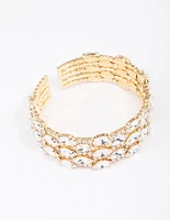 Gold Layered Diamante Oval Wrist Cuff