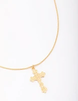 Gold Plated Round Snake Cross Chain Necklace