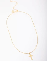 Gold Plated Round Snake Cross Chain Necklace