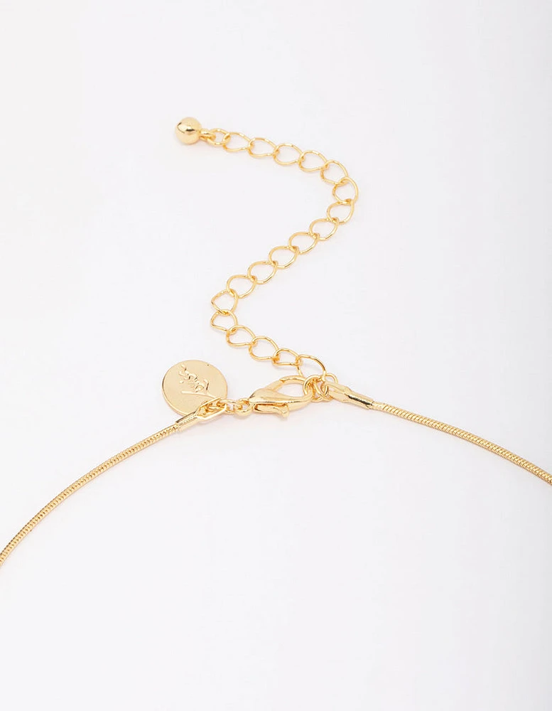 Gold Plated Round Snake Cross Chain Necklace