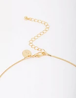 Gold Plated Round Snake Cross Chain Necklace