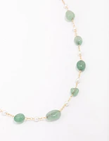 Gold Plated Alternating Semi-Precious Stone Chain Necklace