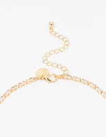 Gold Plated Baguette Lariat Chain Necklace