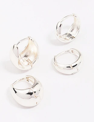 Silver Plated Bubble Huggie Earring Pack