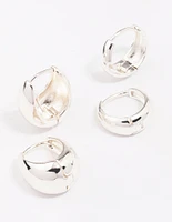 Silver Plated Bubble Huggie Earring Pack