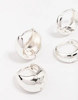 Silver Plated Bubble Huggie Earring Pack