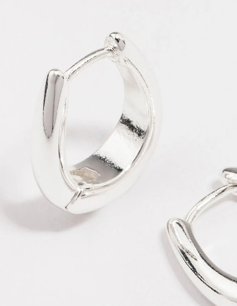 Silver Plated Gradual Small Huggie Hoop Earrings