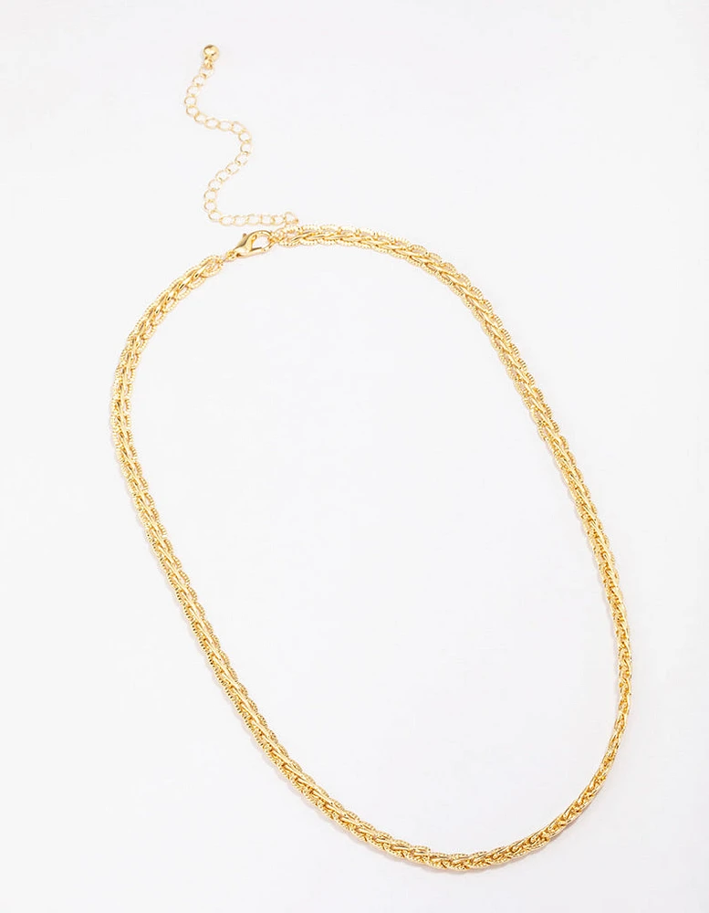 Gold Plated Braided Chain Necklace