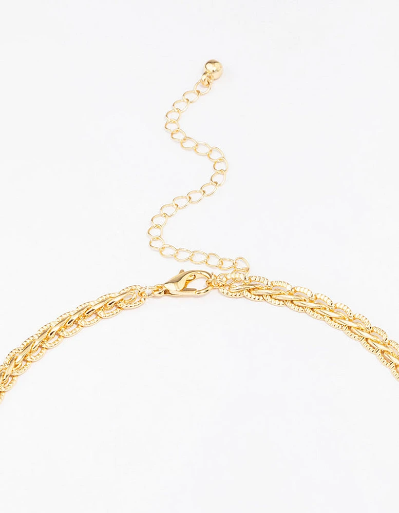 Gold Plated Braided Chain Necklace