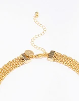 Gold Plated Chunky T Bar Chain Necklace