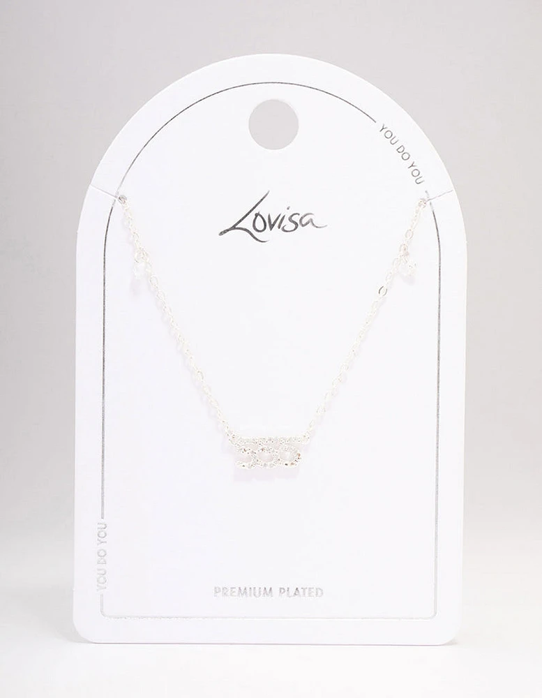 Silver Plated Angel Number Cubic Zirconia Chain Necklace