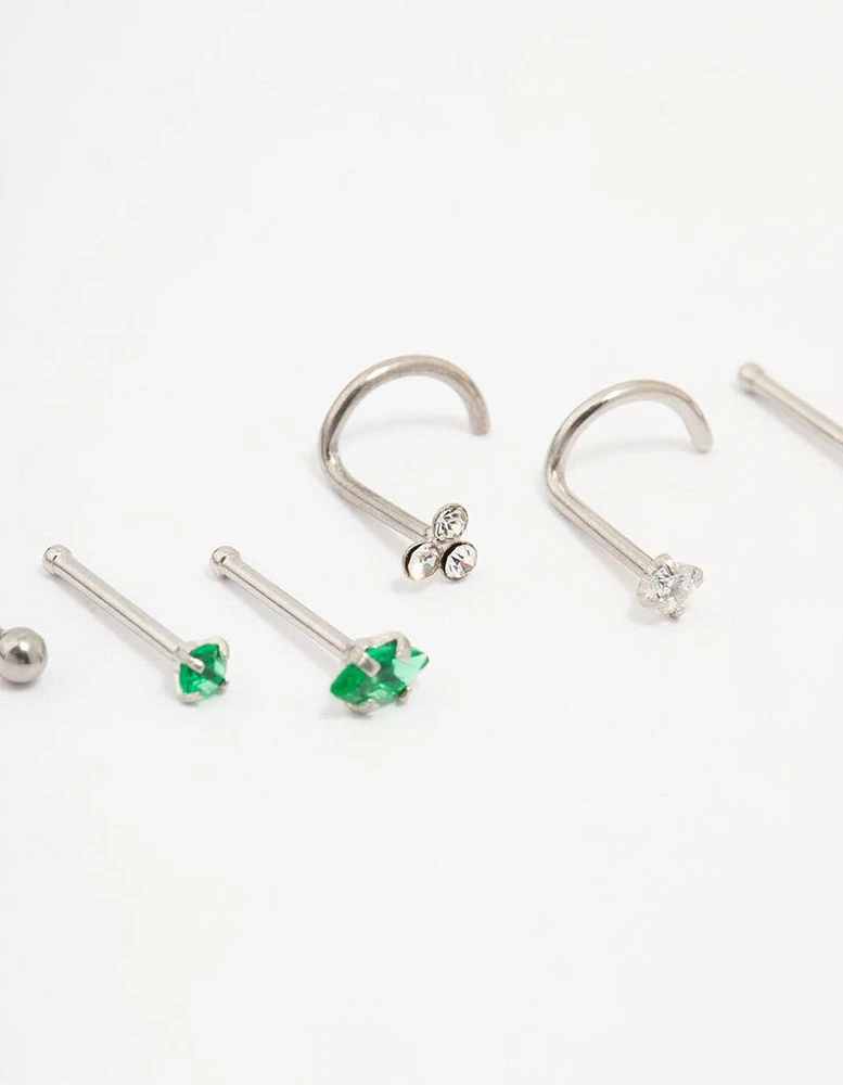 Surgical Steel Cluster Marquise Nose Piercing 6-Pack