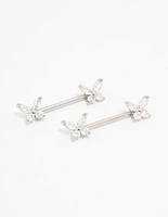 Surgical Steel Butterfly Double Nipple Piercing