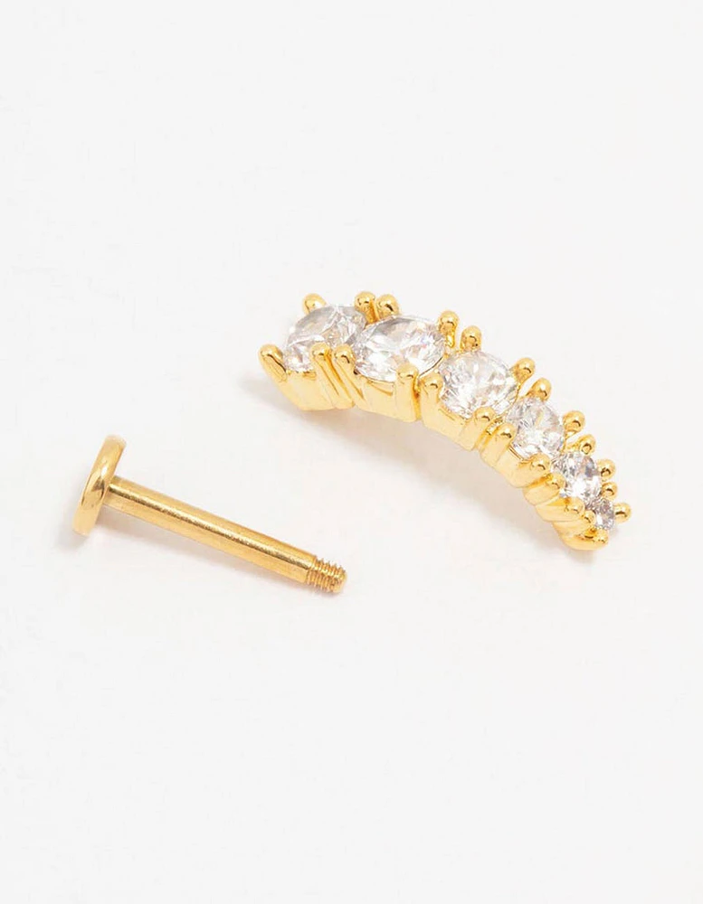 Gold Plated Surgical Steel Cubic Zirconia Flat Back