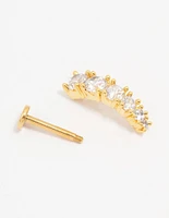 Gold Plated Surgical Steel Cubic Zirconia Flat Back