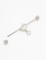 Surgical Steel Cubic Zirconia Drop Piercing Industrial Bar