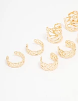 Gold Plated Surgical Steel Roman Leaf Ear Cuff 10-Pack