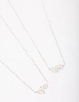 Silver Plated Cubic Zirconia Interlinked Heart Pendant Necklace Pack