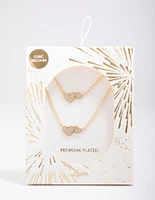 Gold Plated Cubic Zirconia Link Heart Necklace Pack