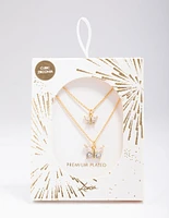 Gold Plated Cubic Zirconia Butterfly Necklace Pack
