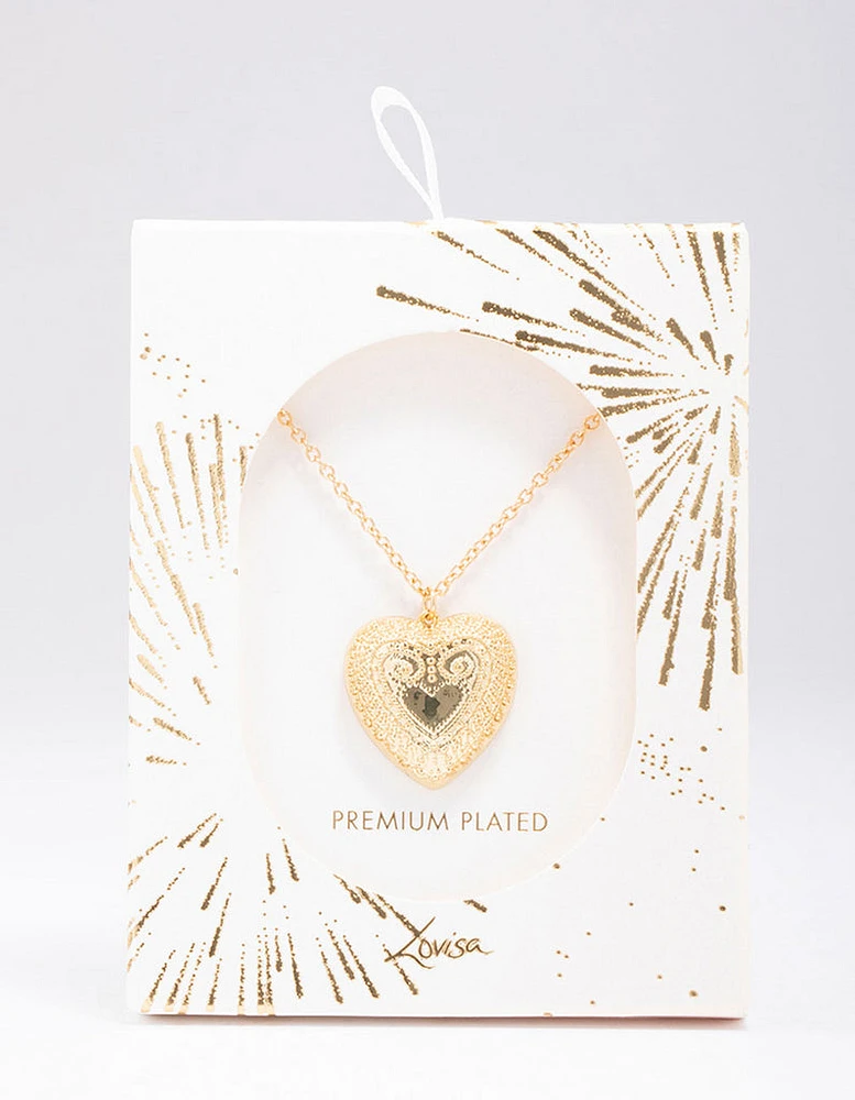 Gold Plated Heart Pendant Necklace