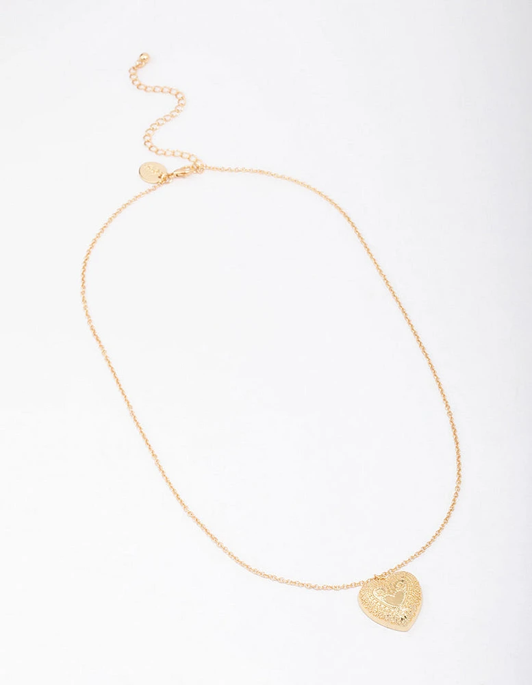 Gold Plated Heart Pendant Necklace