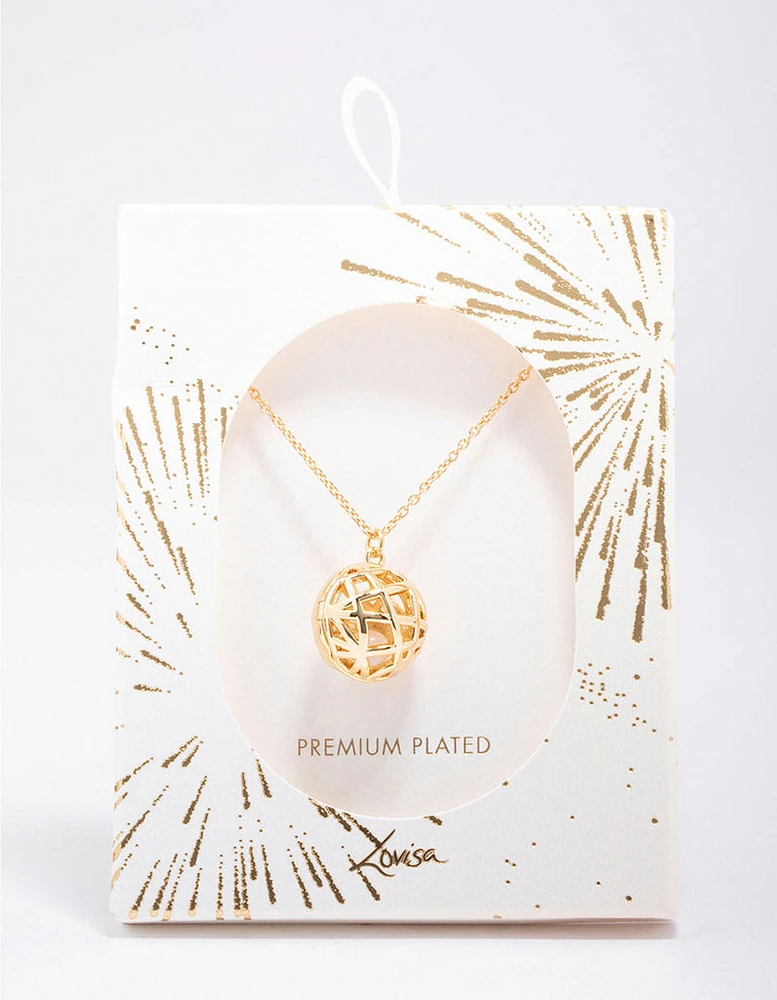 Gold Plated Sphere Pendant Necklace