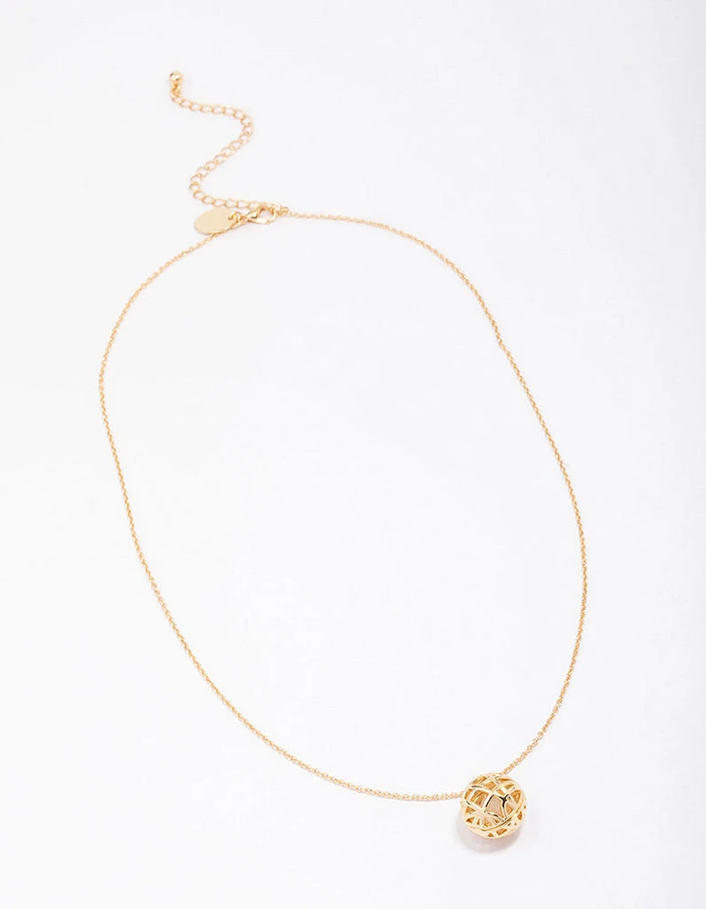 Gold Plated Sphere Pendant Necklace