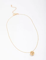 Gold Plated Sphere Pendant Necklace