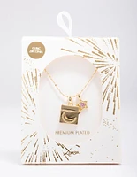 Gold Plated Moon Pendant Necklace