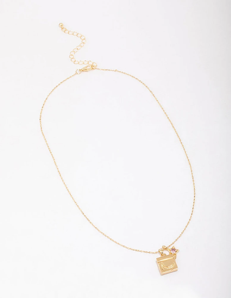 Gold Plated Moon Pendant Necklace