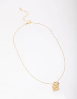 Gold Plated Moon Pendant Necklace