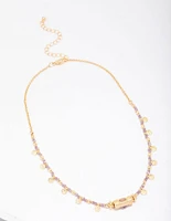 Gold Plated Semi-Precious Barrel Necklace