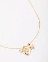 Gold Plated Heart Cubic Zirconia Pendant Necklace