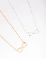 Gold & Silver Plated Infinity Cubic Zirconia Pendant Necklace