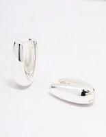 Silver Plated Slim Teardrop Hoop Earrings