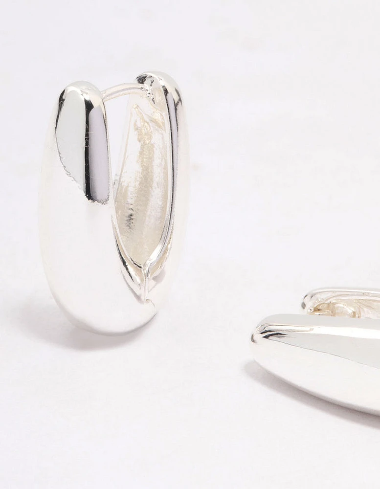 Silver Plated Slim Teardrop Hoop Earrings