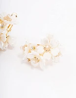 Gold Plated Flower Cluster Hoop Earrings