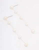 Silver Plated Freshwater Pearl Long Drop Earrings